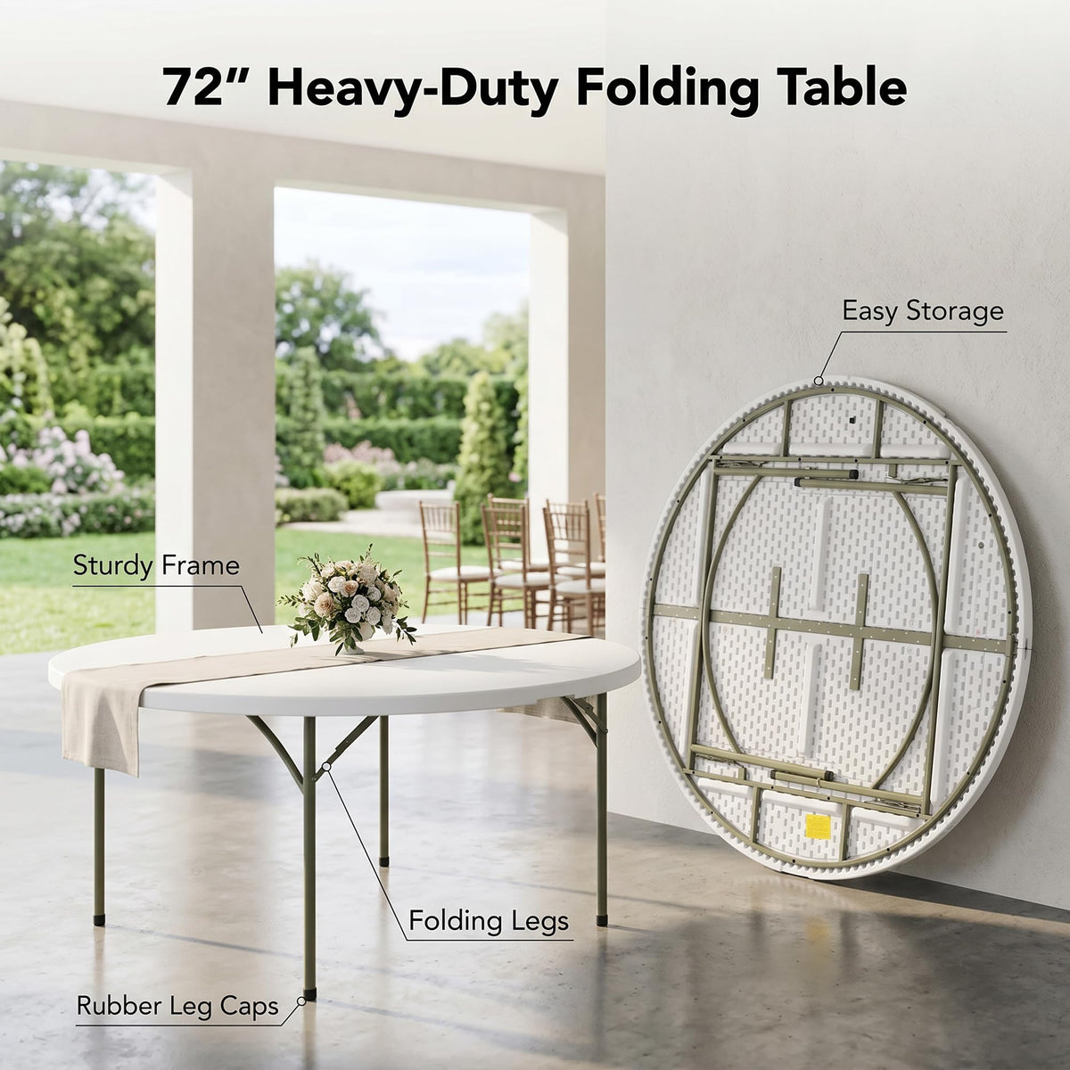 72-Inch Round Plastic Folding Tables 9-Pack N260