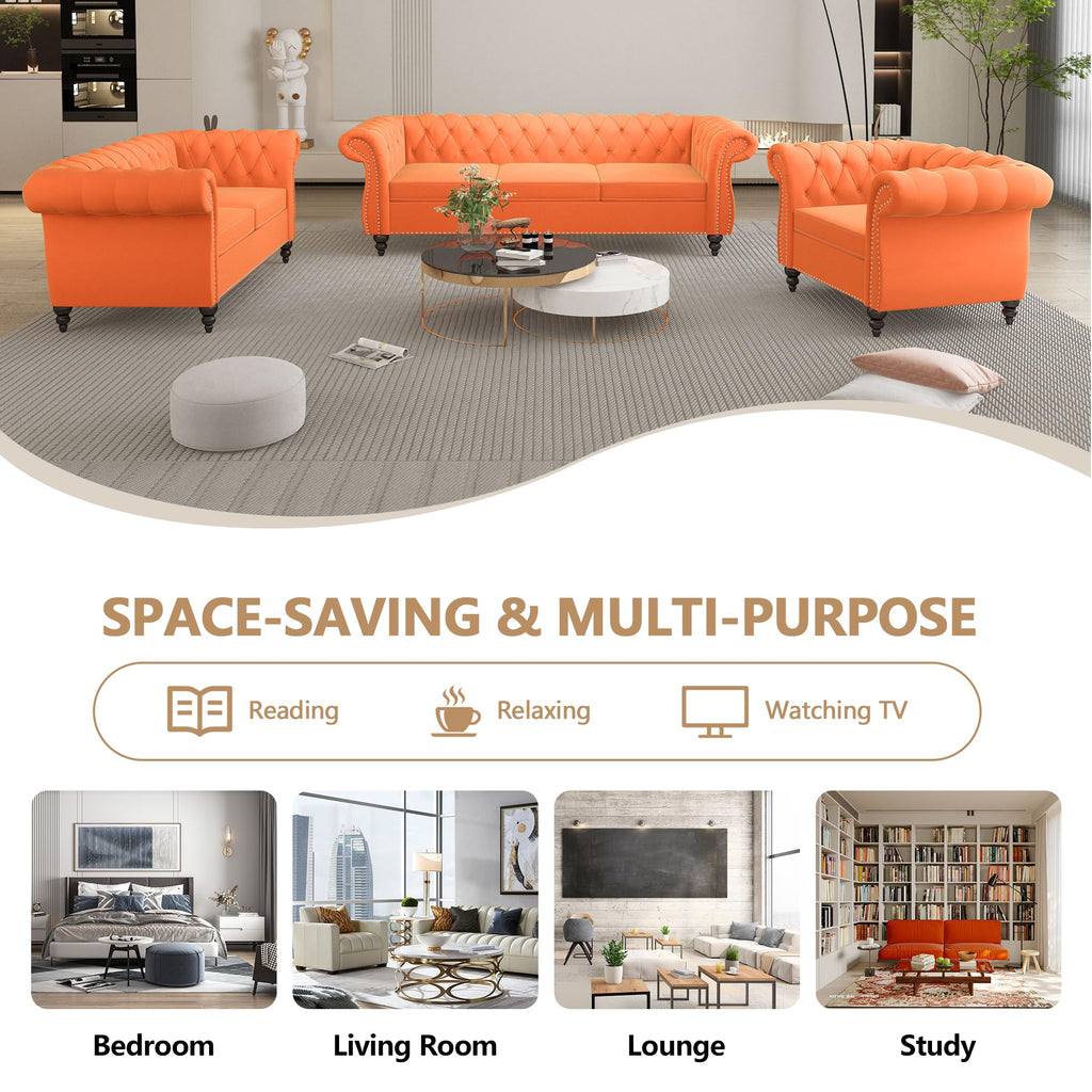 3 Piece Velvet Sectional Sofa Chair Set V50442