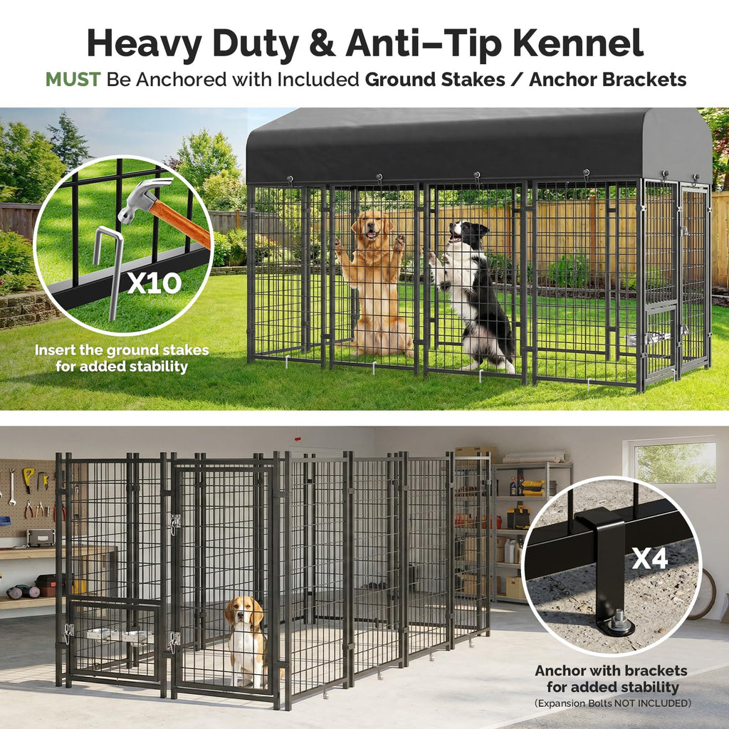 8x4x6FT Outdoor Dog Kennel with Roof V5591