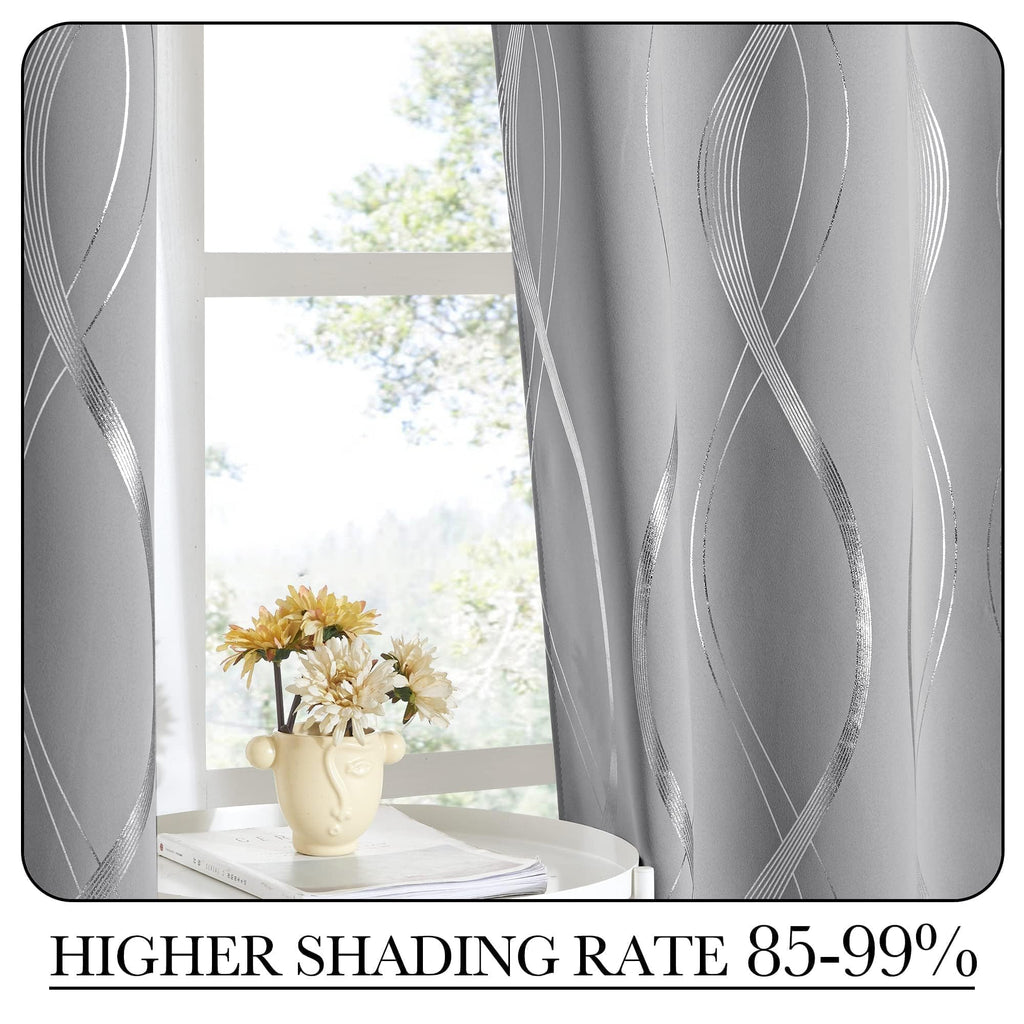 Silver Grey Pattern Curtains 52 x 84 Inch B375265