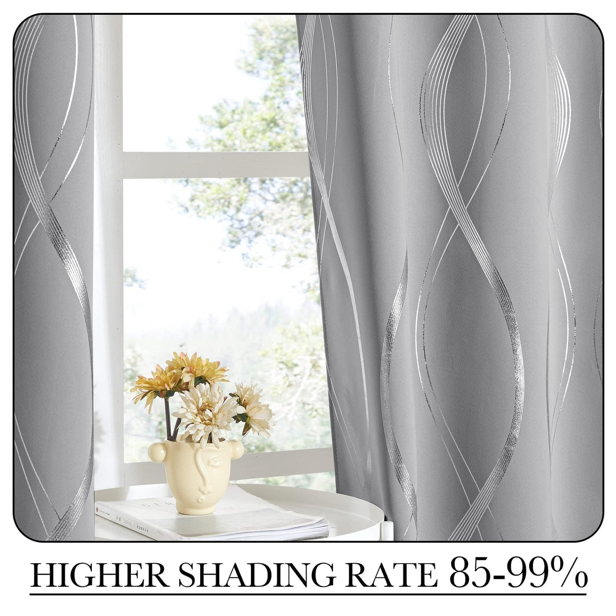 Silver Grey Pattern Curtains 52 x 84 Inch B375265