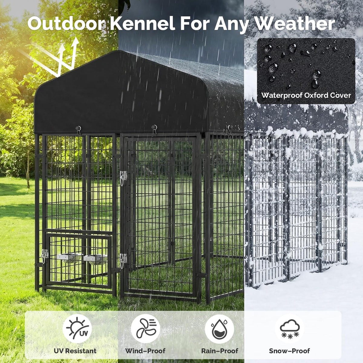 8x4x6FT Outdoor Dog Kennel with Roof V5591