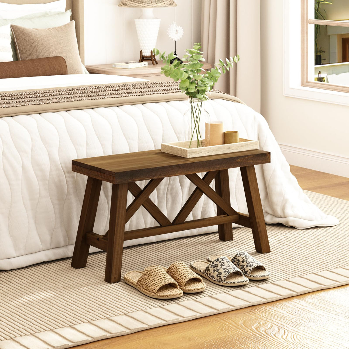 30" Solid Wood Bench Y581