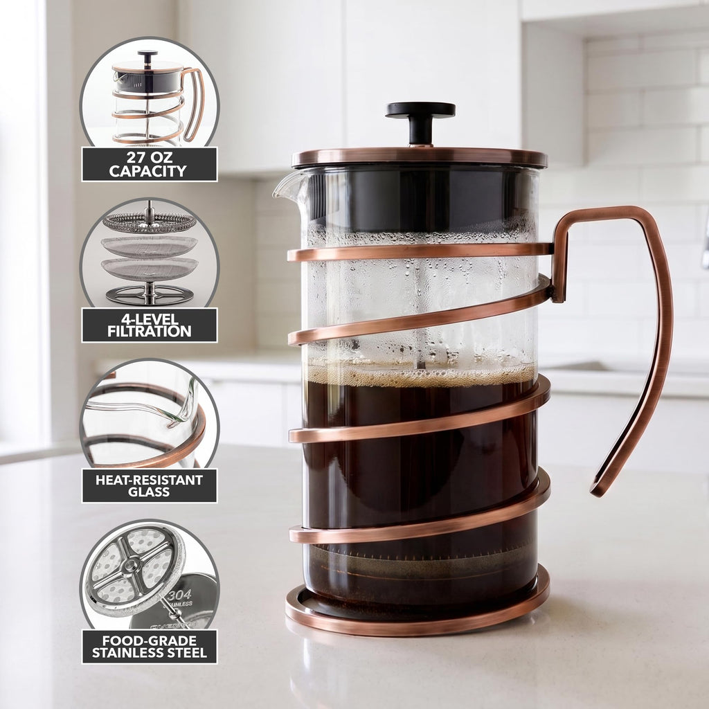 French Press Coffee Maker 27oz with 4 Filters P58411