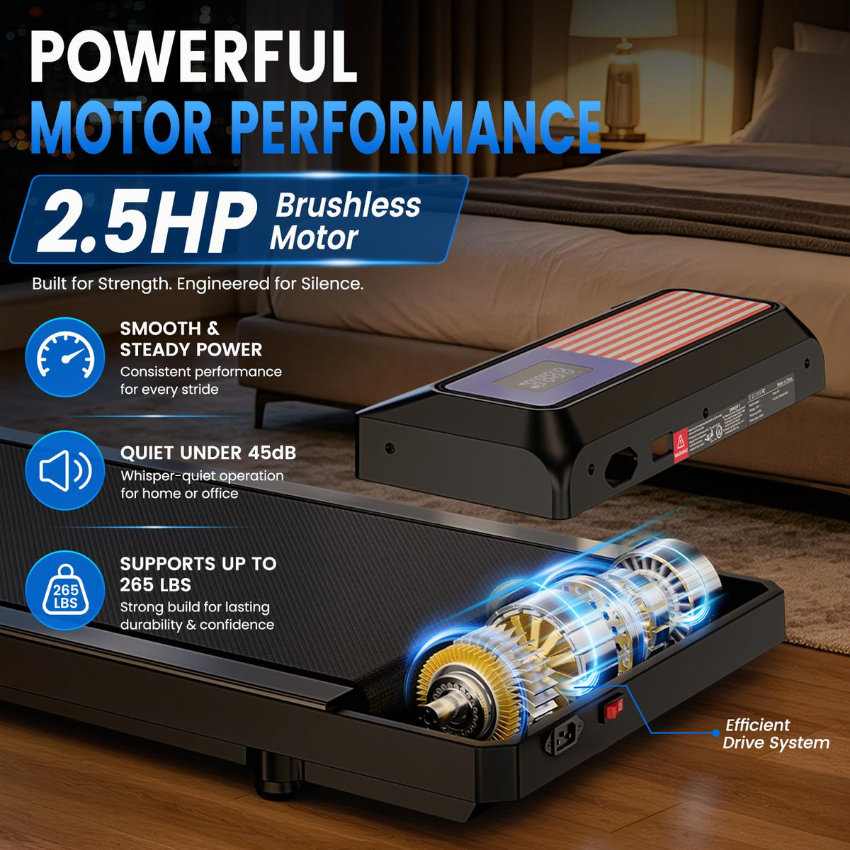 2.5HP Under Desk Treadmill with 8% Incline V447
