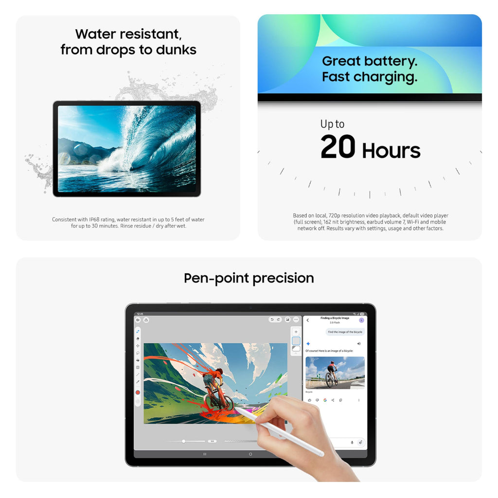 128GB 8GB RAM 5G WiFi 6E 10.9” LCD Android 15 Tablet Gray E60633