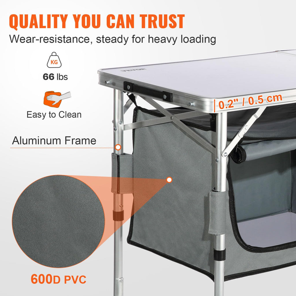 Folding Camping Cooking Table with Storage Organizer P895
