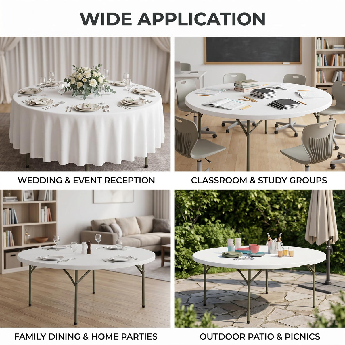 72-Inch Round Plastic Folding Tables 9-Pack N260