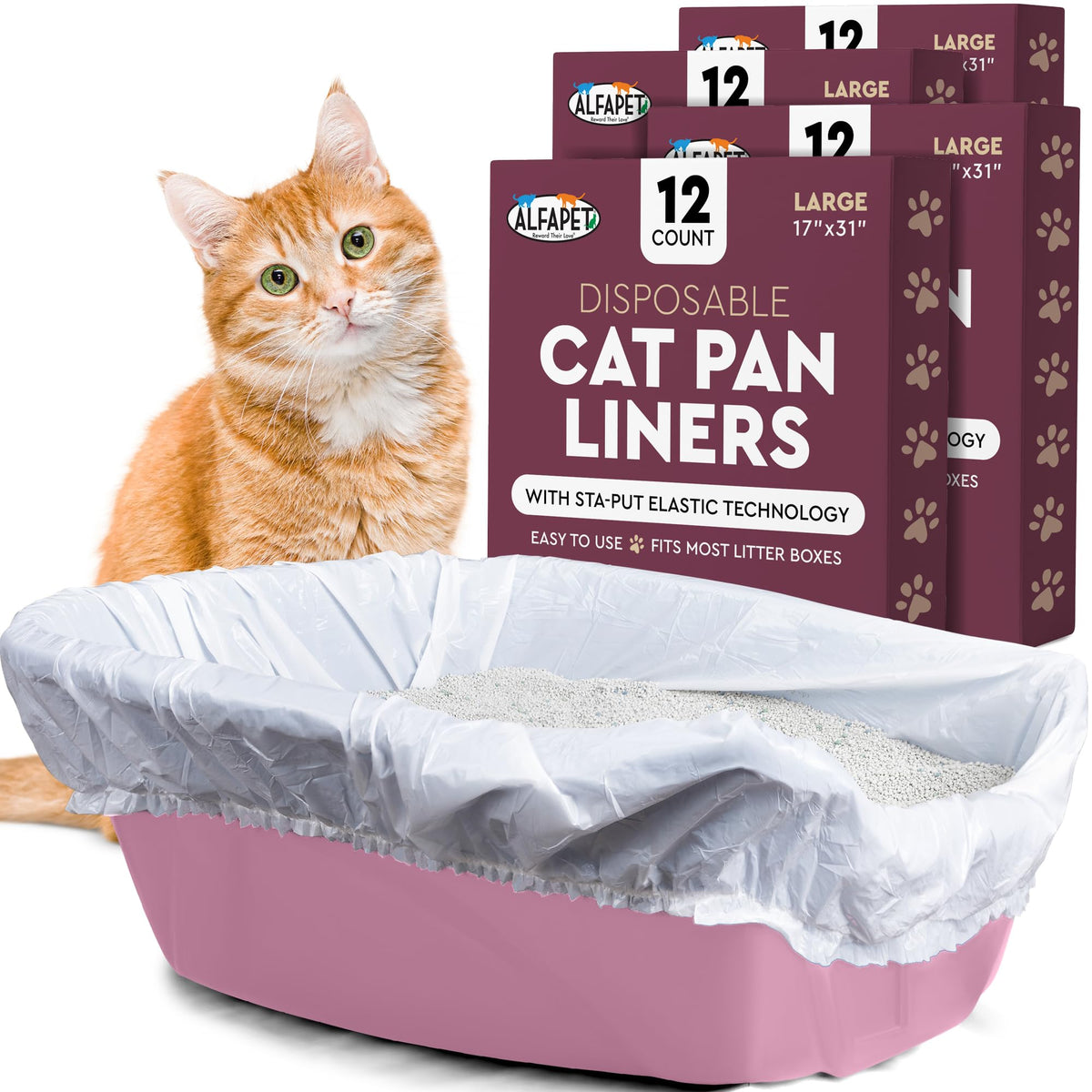 Cat Litter Box Disposable Elastic Liners 48 Count W19764