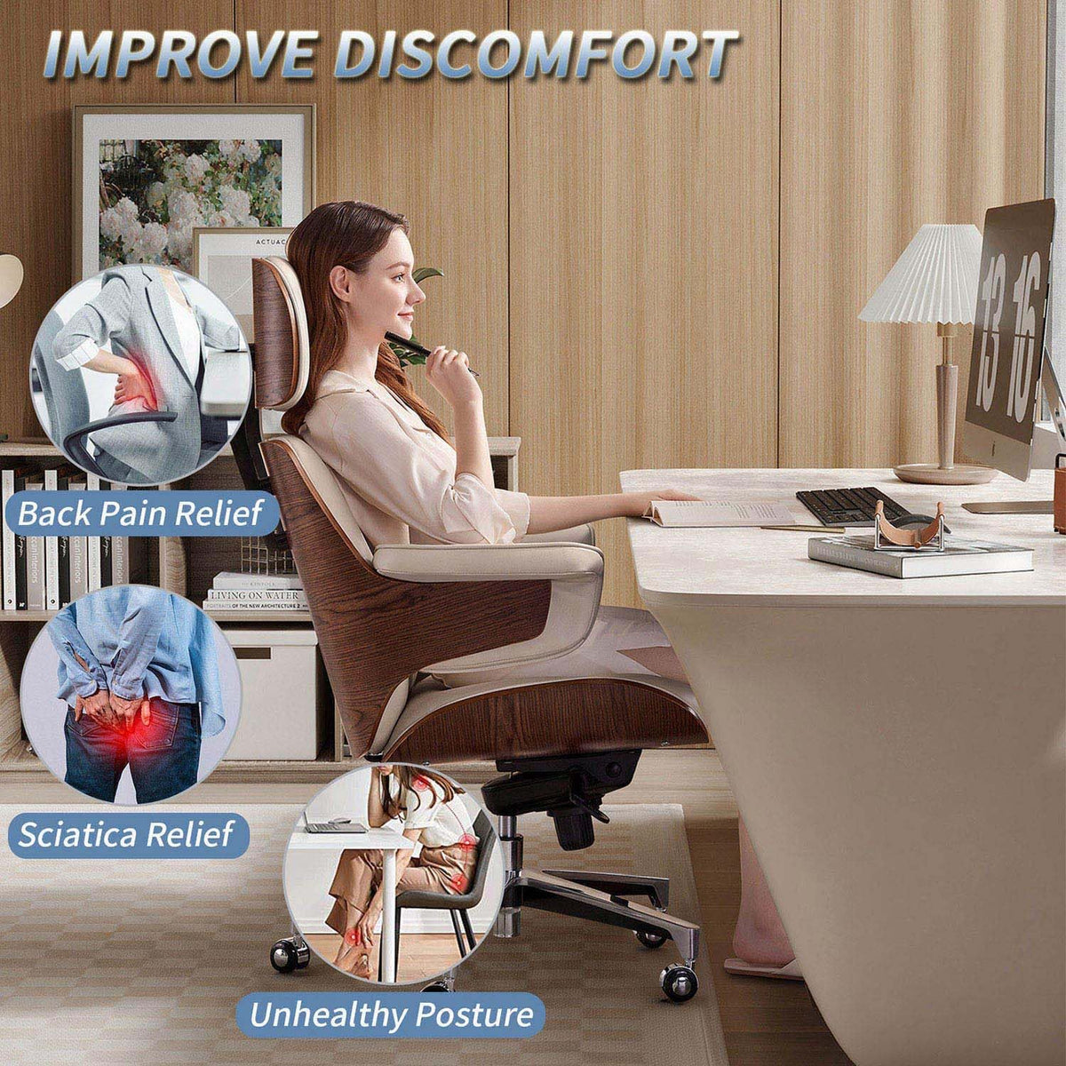 Black Memory Foam Wedge Seat Cushion Z487514