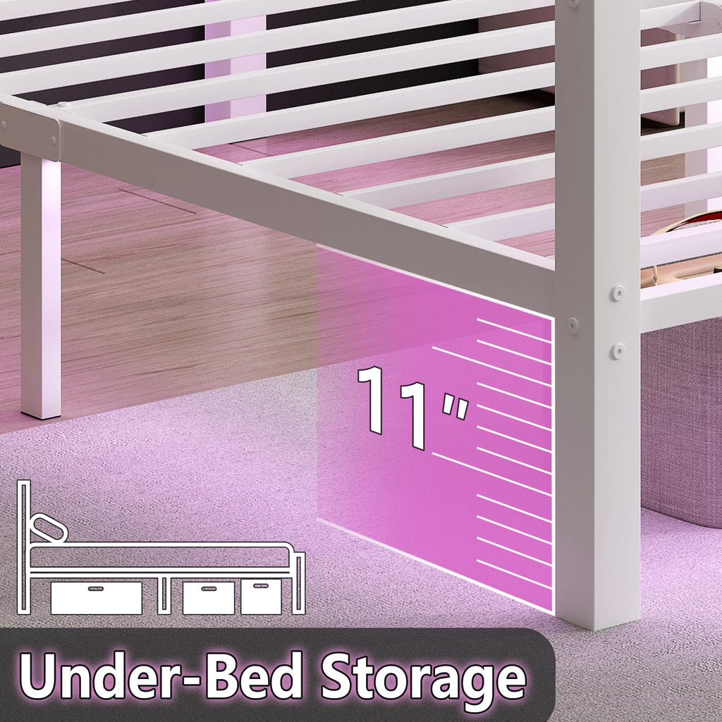 White Full Size Bed Frame with Headboard and Footboard B504445