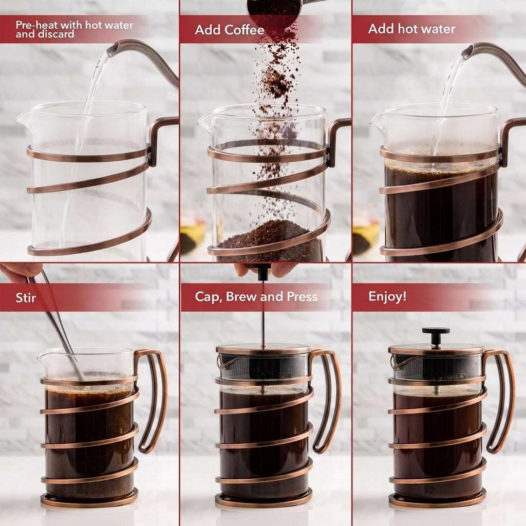 French Press Coffee Maker 27oz with 4 Filters P58411