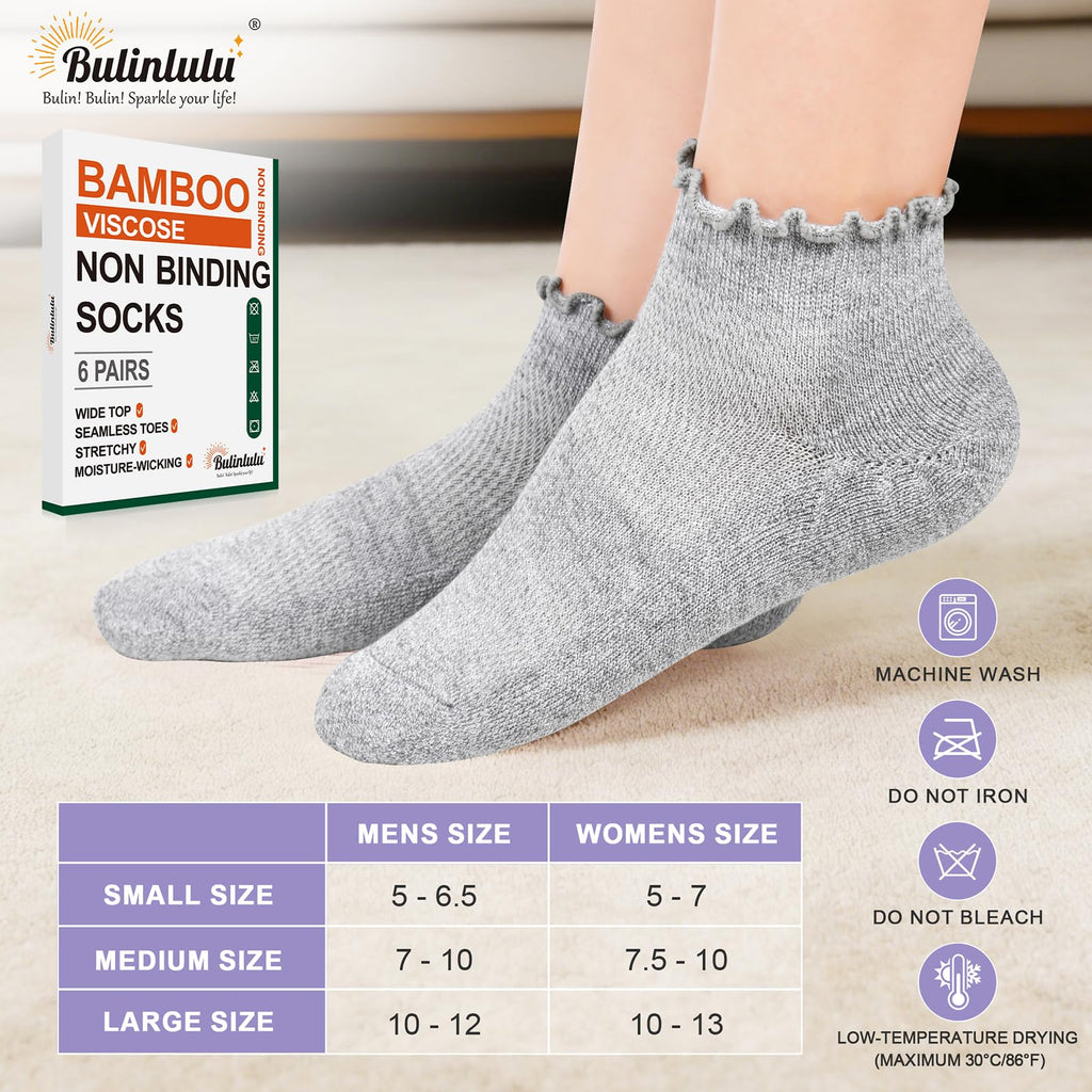 6 Pairs Low Cut Non Binding Diabetic Ankle Socks U891
