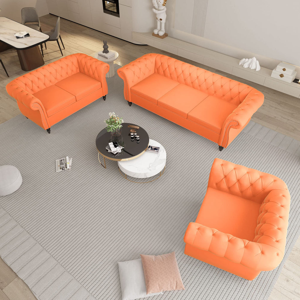 3 Piece Velvet Sectional Sofa Chair Set V50442