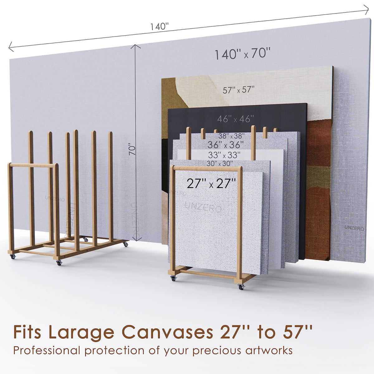 Art Canvas Storage Rack with Handle & Caster Wheels Z631
