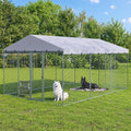 10x15FT Outdoor Dog Kennel with Bowls & Roof L166