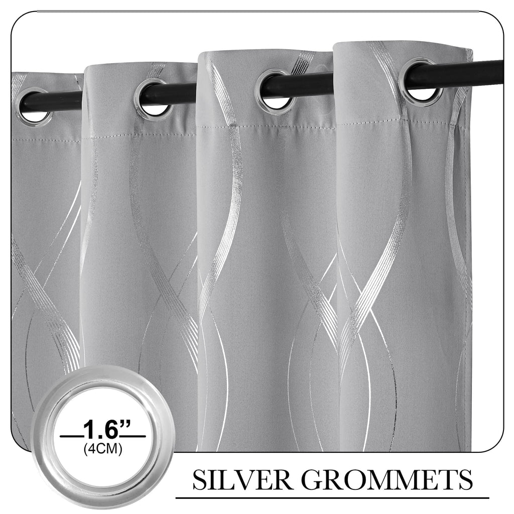 Silver Grey Pattern Curtains 52 x 84 Inch B375265