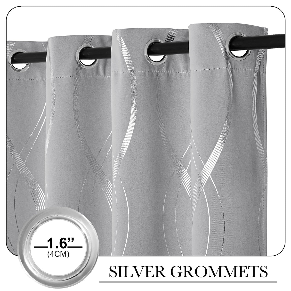 Silver Grey Pattern Curtains 52 x 84 Inch B375265