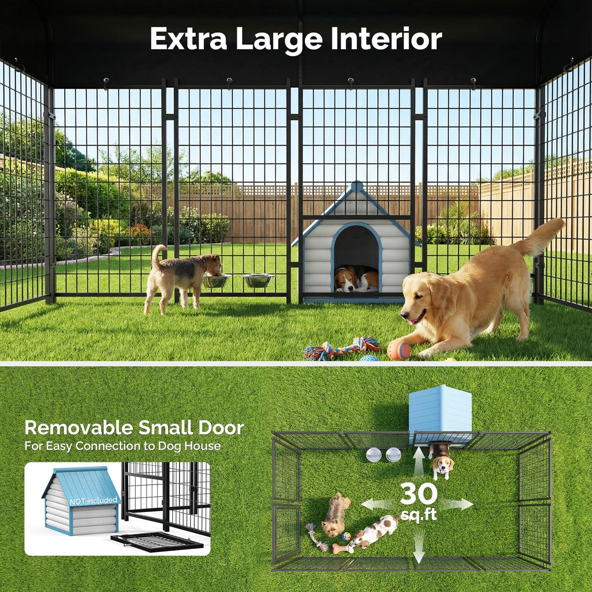 8x4x6FT Outdoor Dog Kennel with Roof V5591